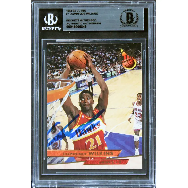 Hawks Dominique Wilkins Authentic Signed 1993 Ultra #7 Card BAS Slabbed 2