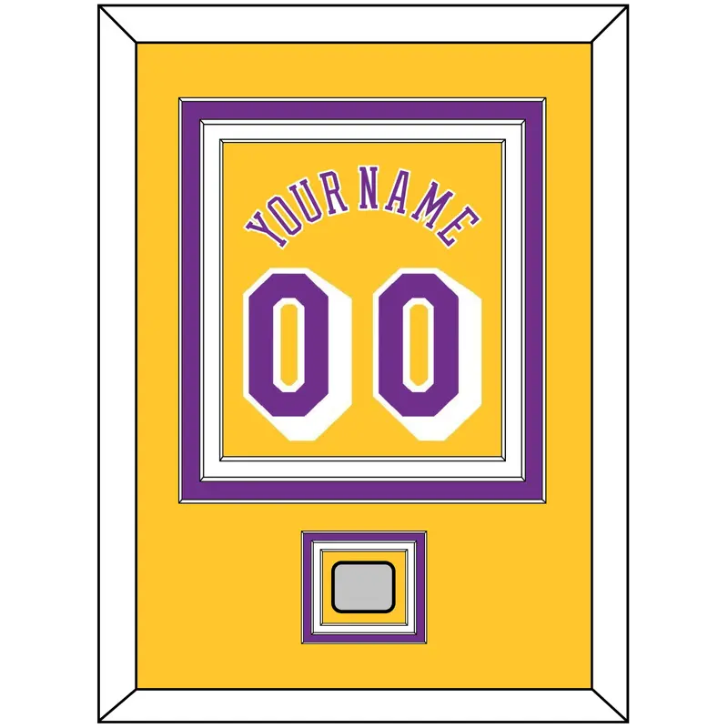 Los Angeles Name & Number With 5X Champions Patch - Home Yellow (1978-1997) - Triple Mat 2