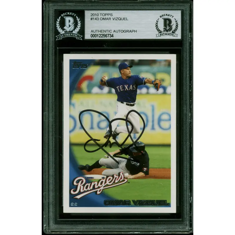 Rangers Omar Vizquel Authentic Signed 2010 Topps #143 Card BAS Slabbed