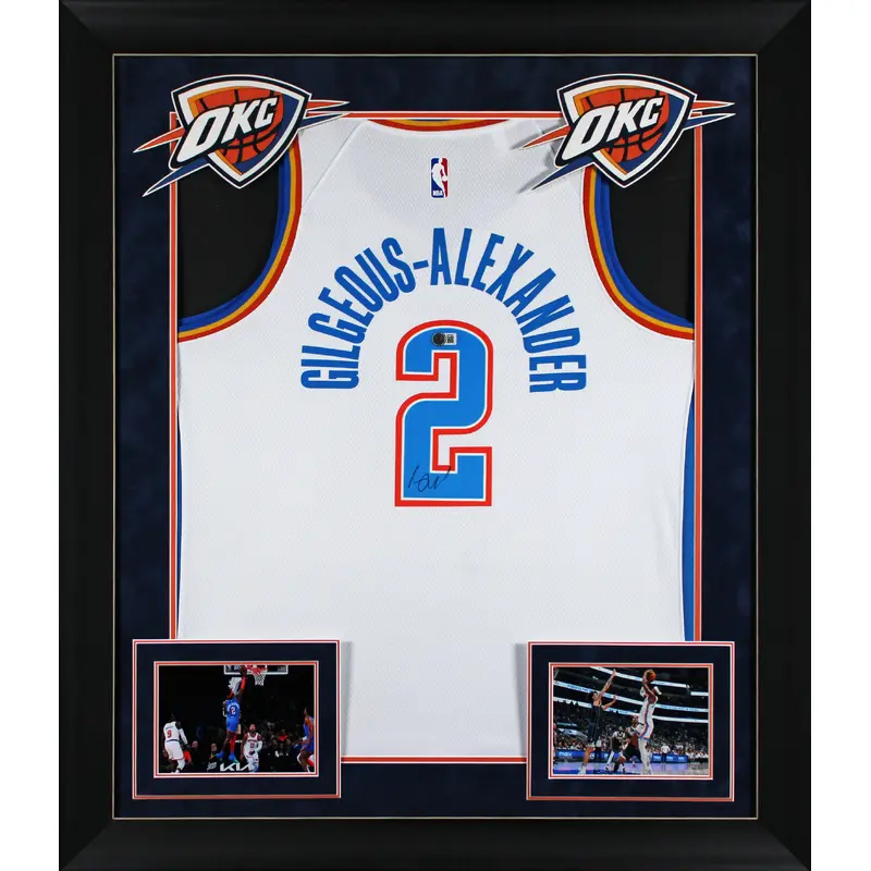 Thunder Shai Gilgeous-Alexander Signed White Nike Framed Jersey BAS #BS78062