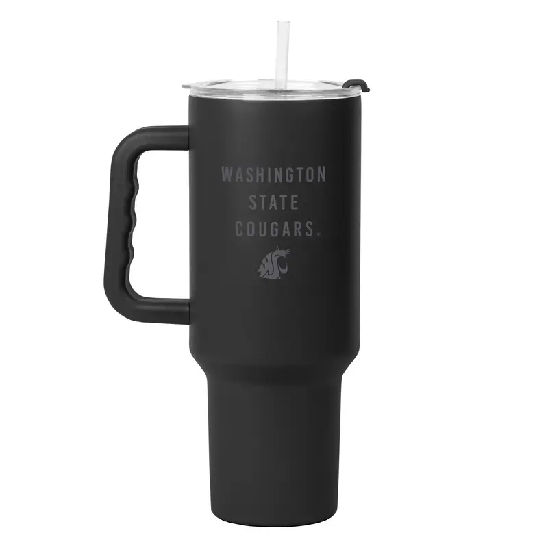 Washington State 40oz Black Tonal Powder Coat Tumbler