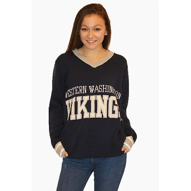 Western Vikings Navy Tribute V-Neck Sweater (UNISEX SIZING)