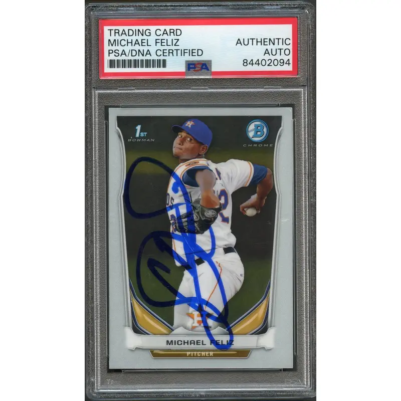 2014 BOWMAN CHROME #BCP45 MICHAEL FELIZ Signed Card PSA Slabbed Auto Astros