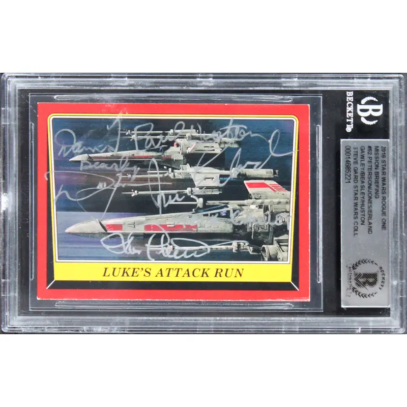 Star Wars (6) Peterson, Erland, Huston +3 Signed 2016 SW ROMB #62 Card BAS Slab