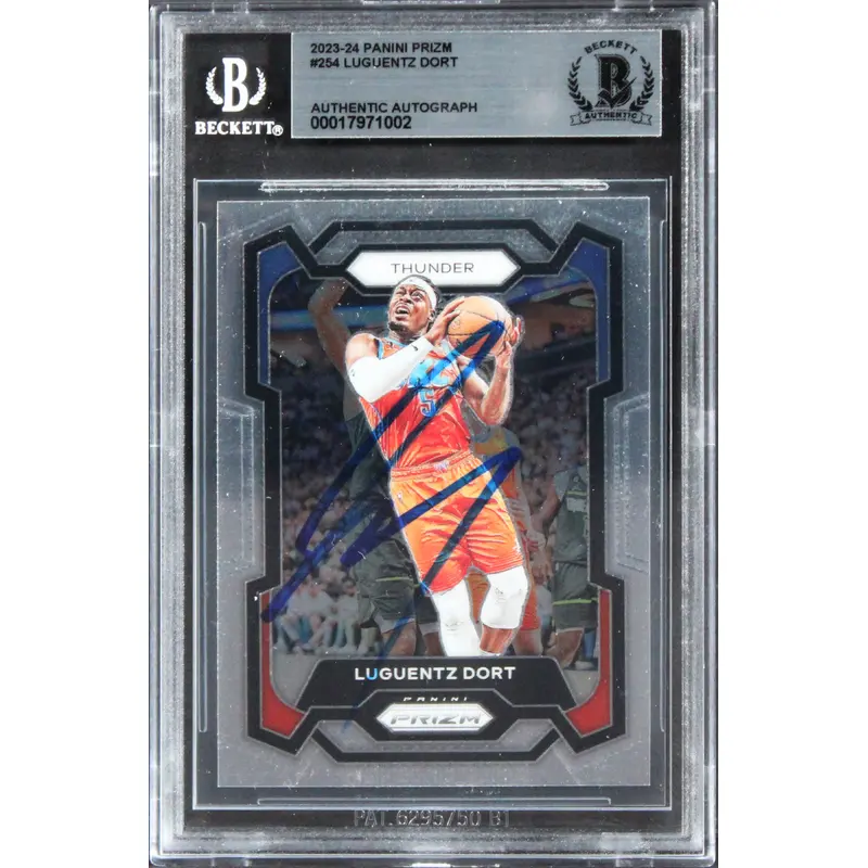 Thunder Luguentz Dort Authentic Signed 2023 Panini Prizm #254 Card BAS Slabbed