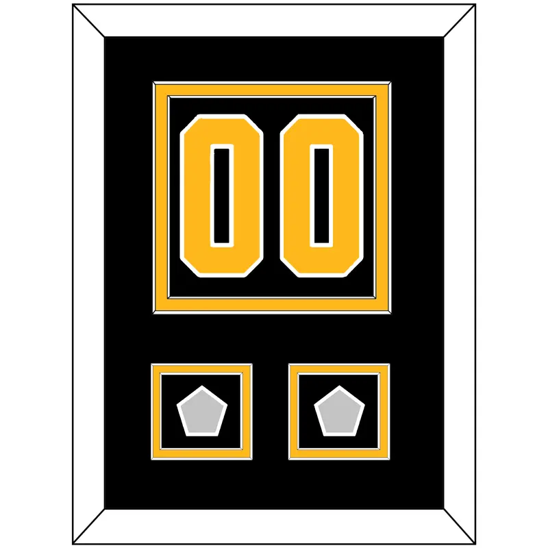 Pittsburgh Number (Back) & 2 Stanley Cup Champions Patches - Home Black - Double Mat 2