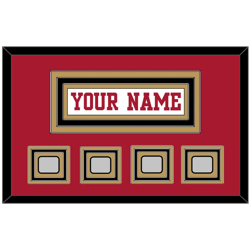 San Francisco Nameplate & 4 Super Bowl Patches - Road White - Triple Mat 4