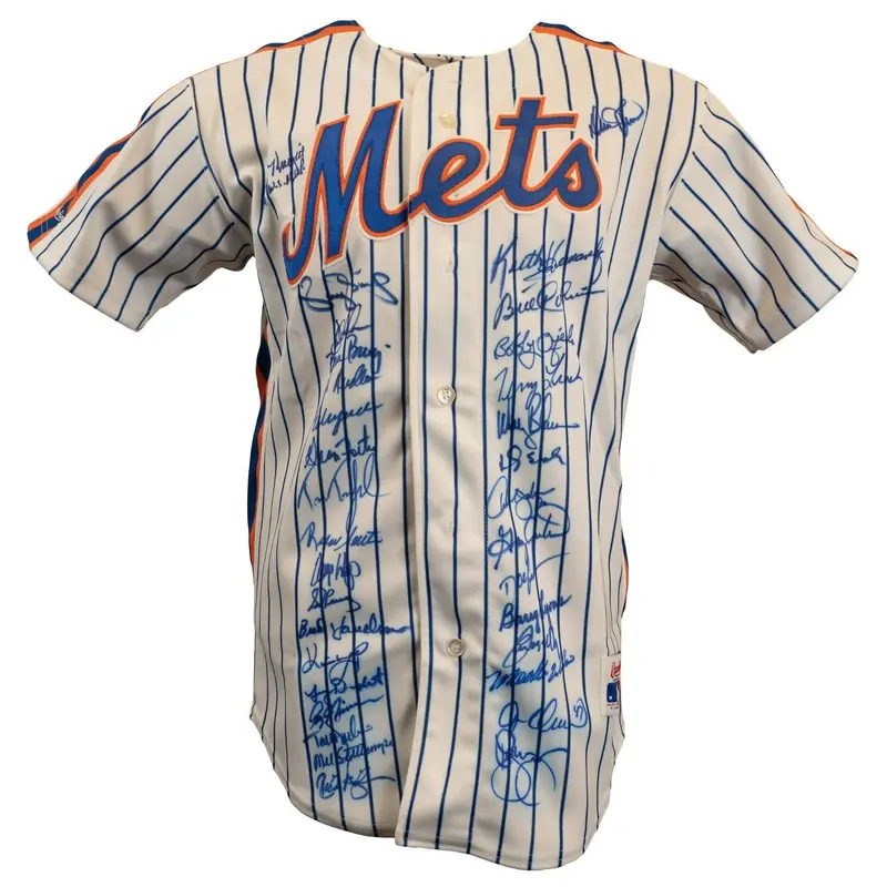 1986 New York Mets World Series Champs Team Signed Authentic Jersey PSA DNA COA