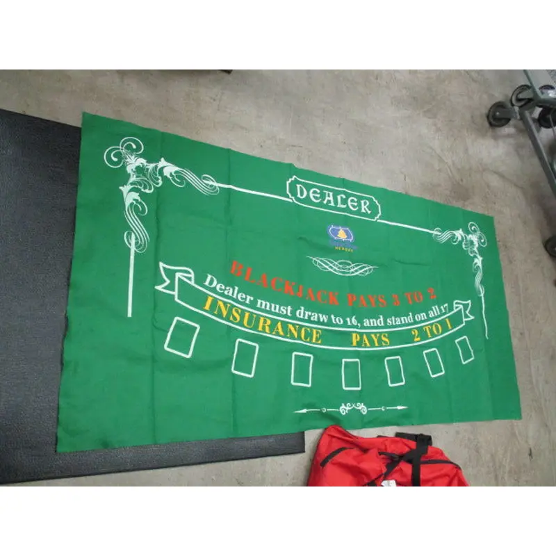 Used Blackjack & Texas Hold Em Poker Casino Felt Mat