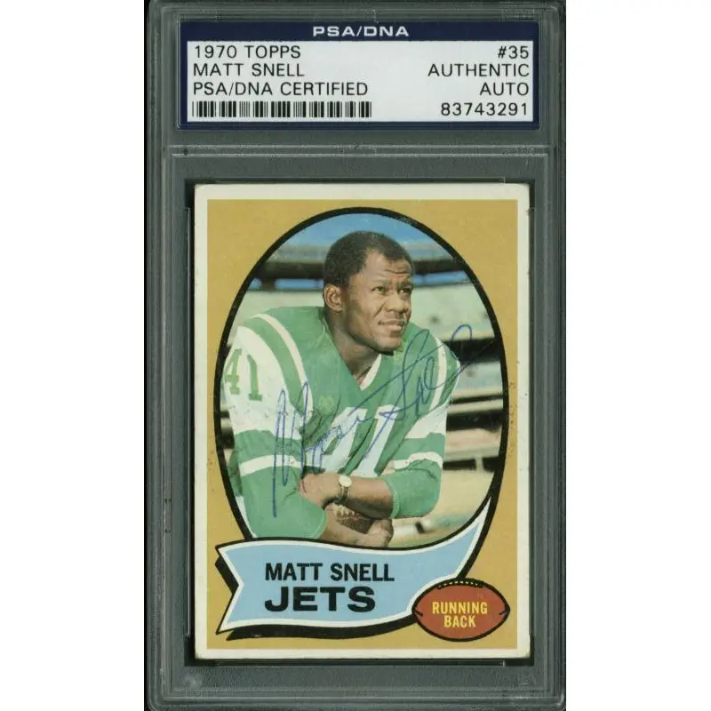 Jets Matt Snell Authentic Signed Card 1970 Topps #35 PSA/DNA Slabbed