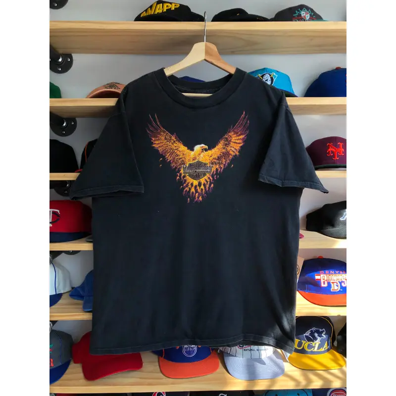 Vintage 1998 Harley Davidson Flame Eagle Portland, Maine Tee Size Large