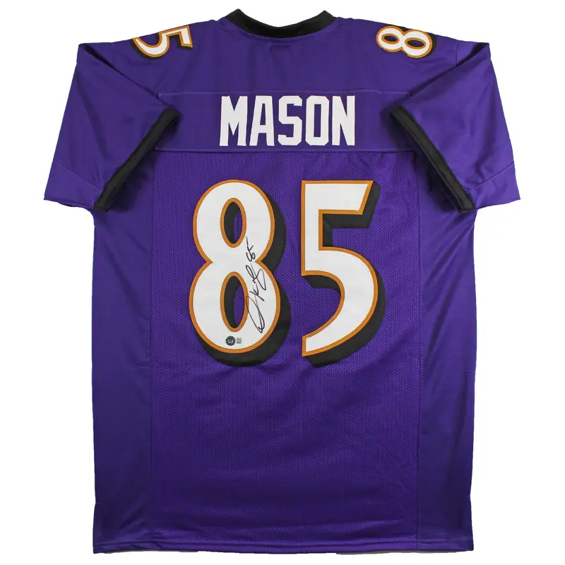 Derrick Mason Authentic Signed Purple Pro Style Jersey Autographed BAS Witnessed