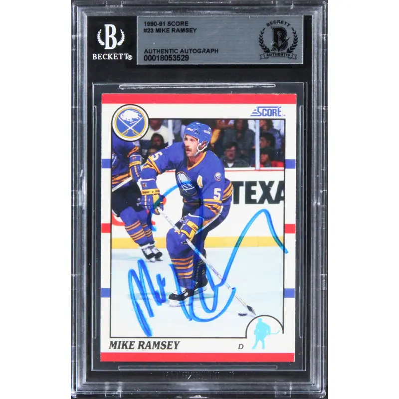 Sabres Mike Ramsey Authentic Signed 1990 Score #23 Card BAS Slabbed