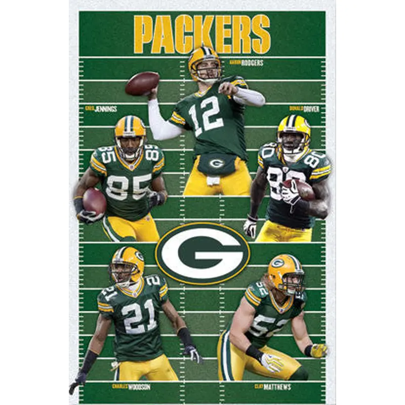 Green Bay Packers "Gridiron Five" (2010) NFL Action Poster - Costacos Sports