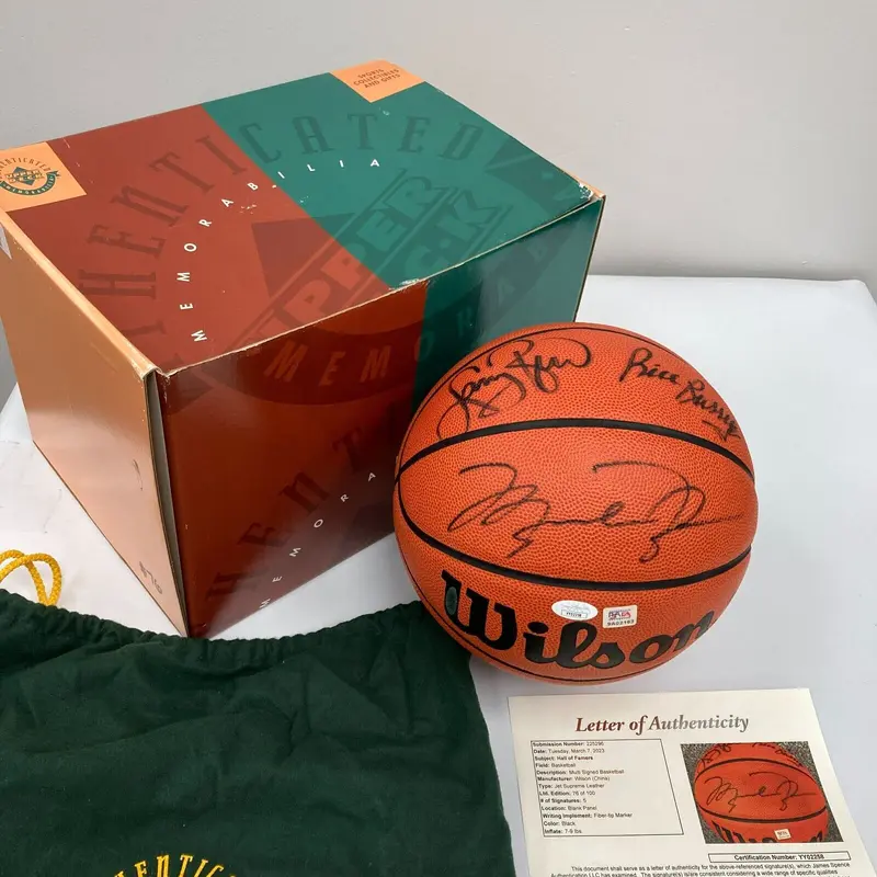 Michael Jordan Magic Johnson Larry Bird Bill Russell Signed Basketball UDA & JSA
