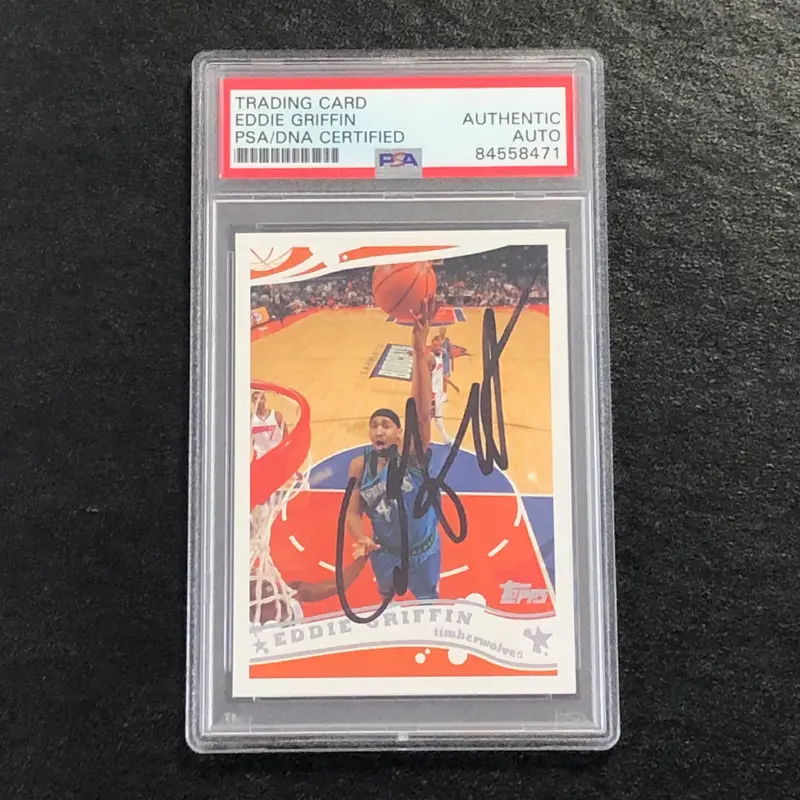 2005-06 Topps Basketball #34 Eddie Griffin Signed Card AUTO PSA Slabbed Timberwolves