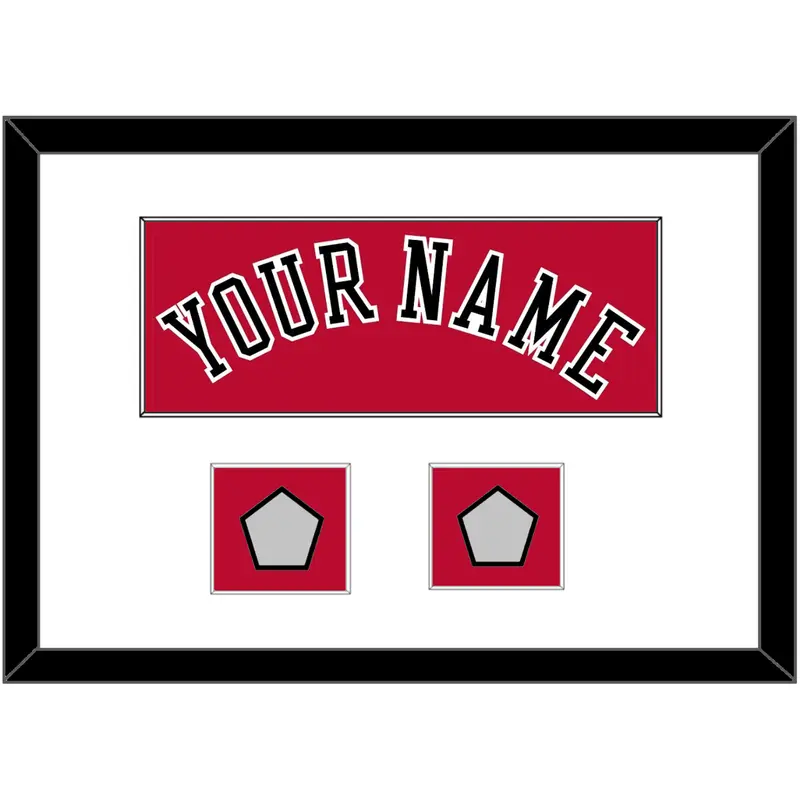 Chicago Name & 2 Champions Patches - Road Red (1986-2017) - Single Mat 1