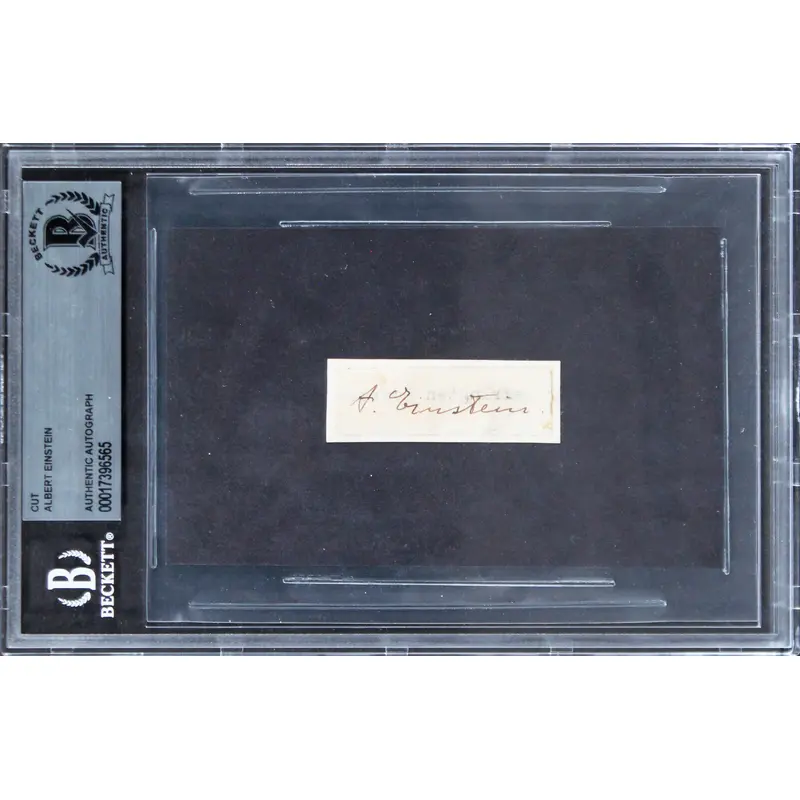 Albert Einstein Authentic Signed .5x1.85 Cut Signature Autographed BAS Slabbed