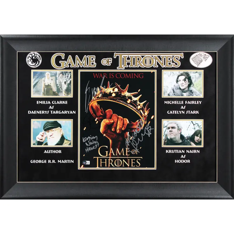 Game of Thrones (4) Clarke, Martin, Nairn +1 Signed 11x14 Framed Photo BAS
