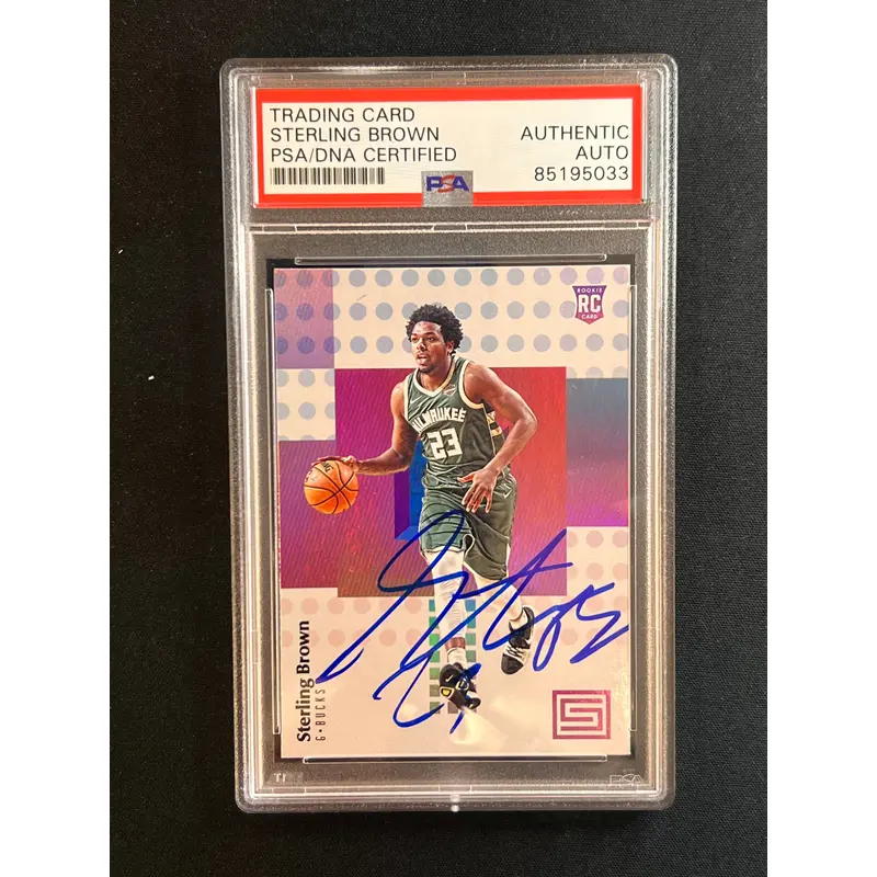 2017-18  Panini Status #123 Sterling Brown Signed Card AUTO PSA/DNA Slabbed Bucks