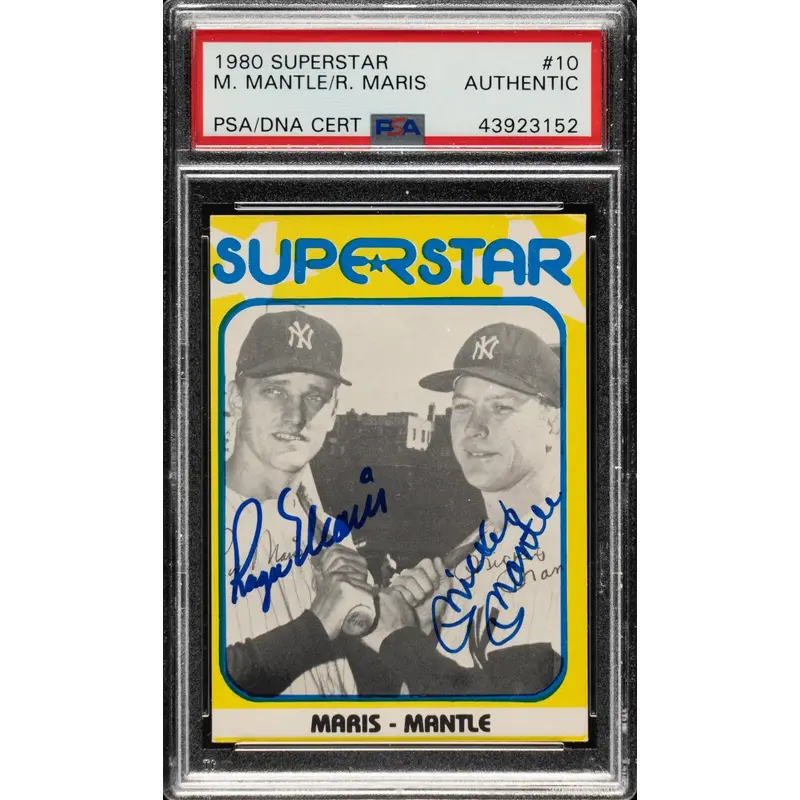Mickey Mantle & Roger Maris Signed 1980 TCMA Superstar #10 PSA DNA POP 2!