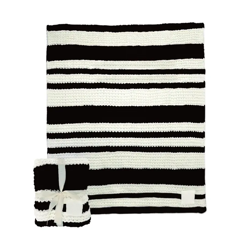 Plain Black Cable Knit Throw 50x60