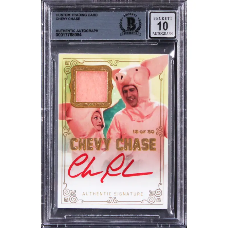 Chevy Chase European Vacation Signed Custom Trading Card Auto 10! BAS Slabbed