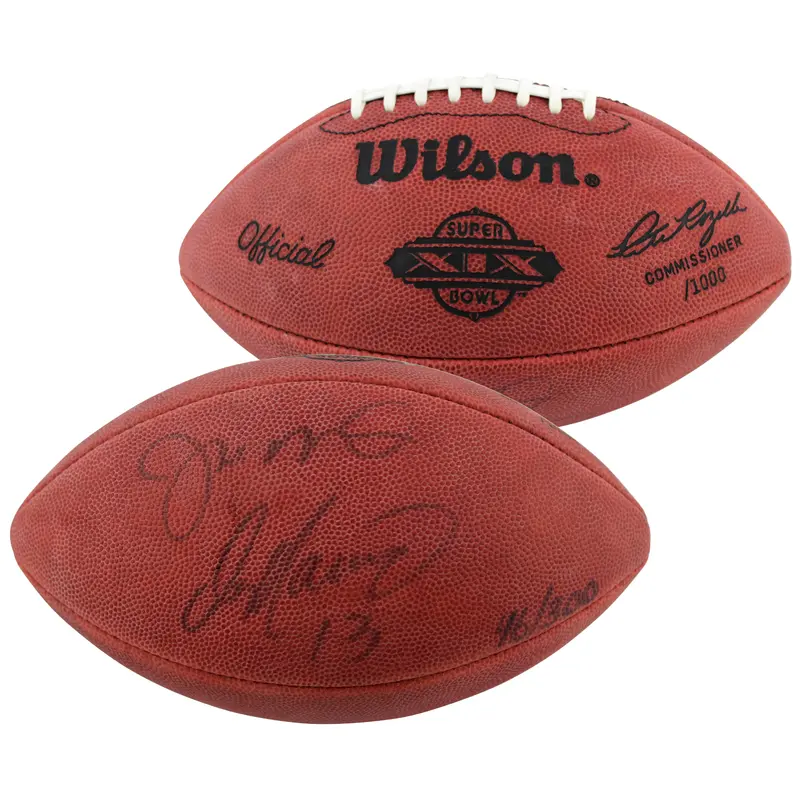Joe Montana & Dan Marino Signed SB XIX Logo Nfl Football LE #46/300 BAS #AB76874