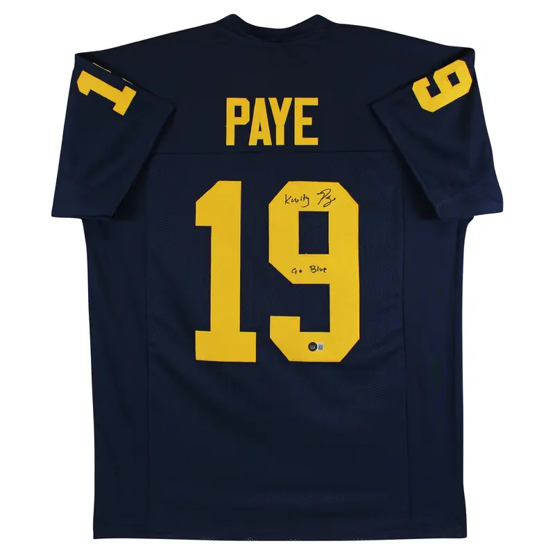 Michigan Kwity Paye "Go Blue" Signed Navy Blue Pro Style Jersey BAS Witnessed