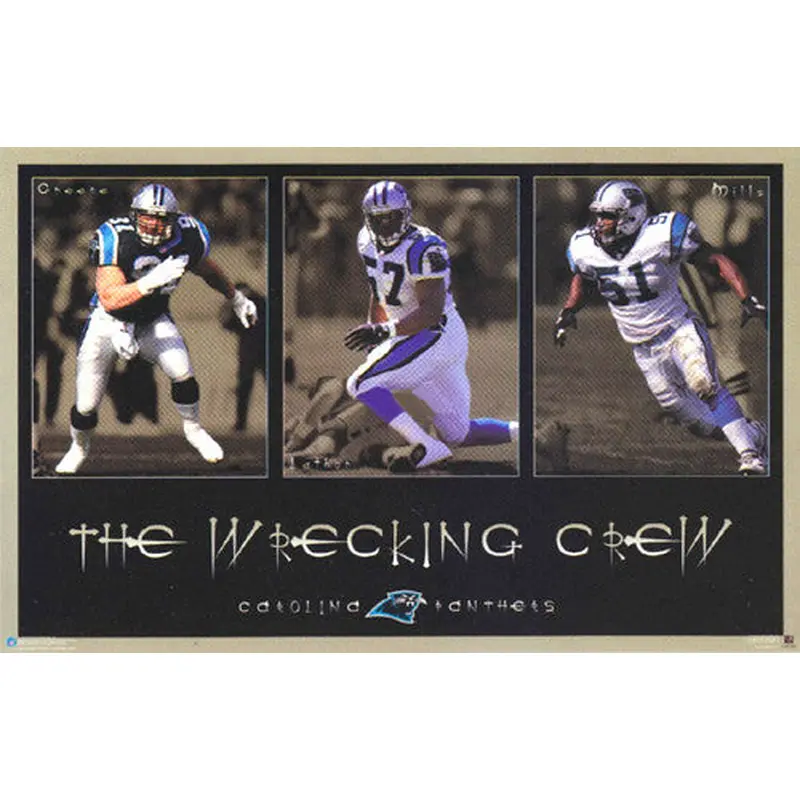 Carolina Panthers "The Wrecking Crew" (Mills, Lathon, Greene) Poster - Costacos 1997