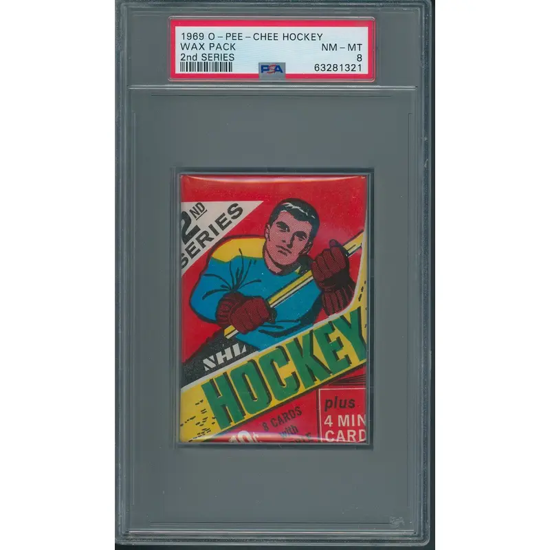 1969 1969/70 OPC O-Pee-Chee Hockey Unopened 2nd Series Wax Pack PSA 8