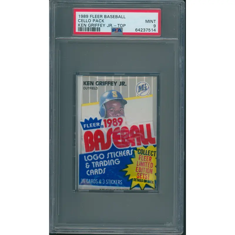 1989 Fleer Baseball Unopened Cello Pack PSA 9 Ken Griffey Jr. Top *7514