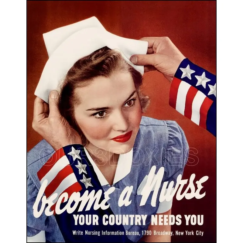 1942 WWII Poster Photo 11X14 Photo - Become A Nurse - 3088