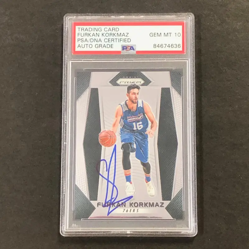 2017-18 Panini Prizm #4 Furkan Korkmaz Signed Card AUTO GRADE 10 PSA Slabbed RC 76ers