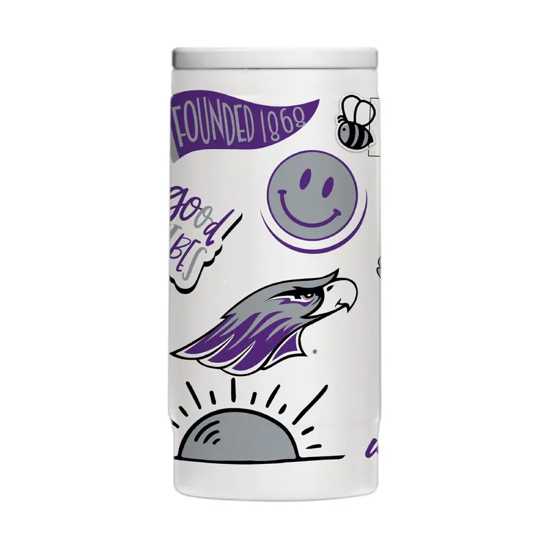 UW-Whitewater 12oz Native Powdercoat SlimCan Coolie