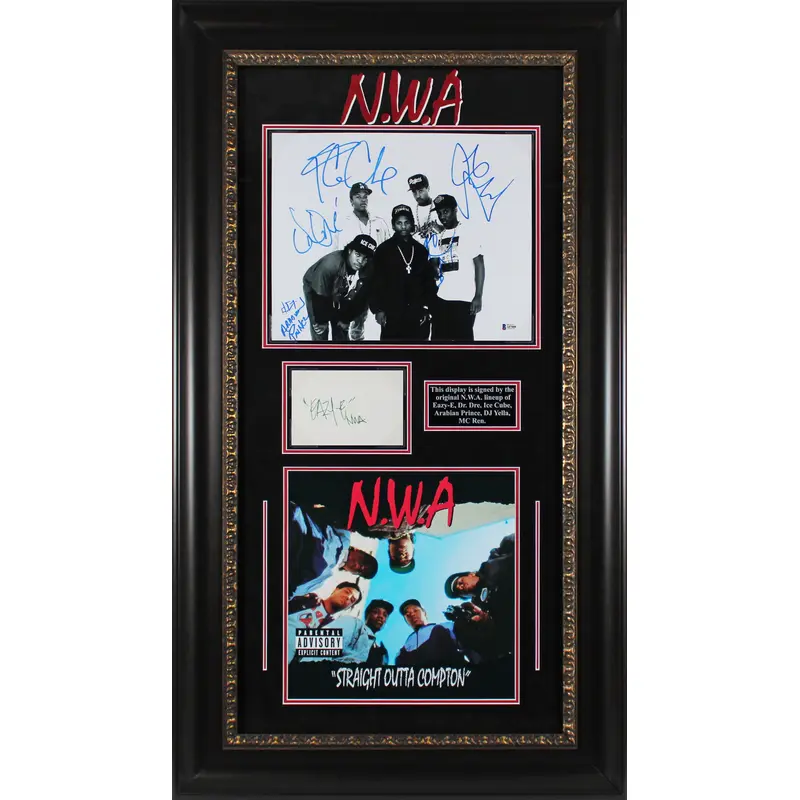 N.W.A (6) Easy E, Ice Cube, Dr. Dre +3 Signed Framed Display BAS PSA & JSA LOAs