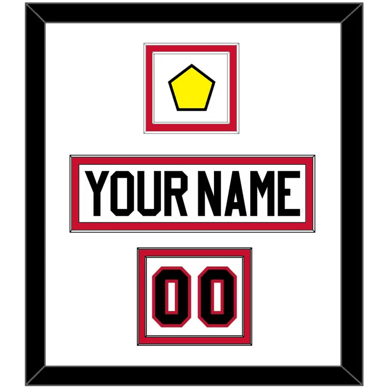 Chicago Nameplate, Number (Shoulder) & Jersey Logo Patch - Road White - Double Mat 1