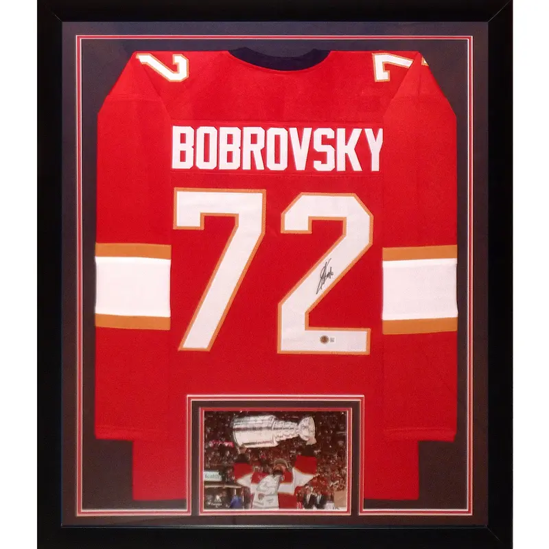 Sergei Bobrovsky Autographed Florida (Red #72) Vertical Framed Jersey - Beckett