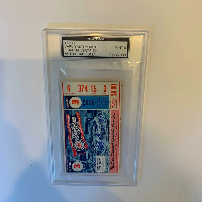Carl Yastrzemski Signed Original 1967 World Series Ticket PSA DNA Graded MINT 9
