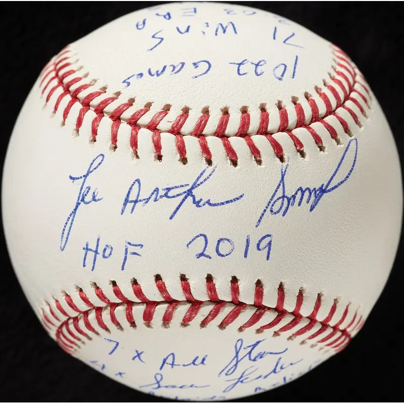 Lee Smith Signed Heavily Inscribed Stat Baseball Beckett & Tristar Certified
