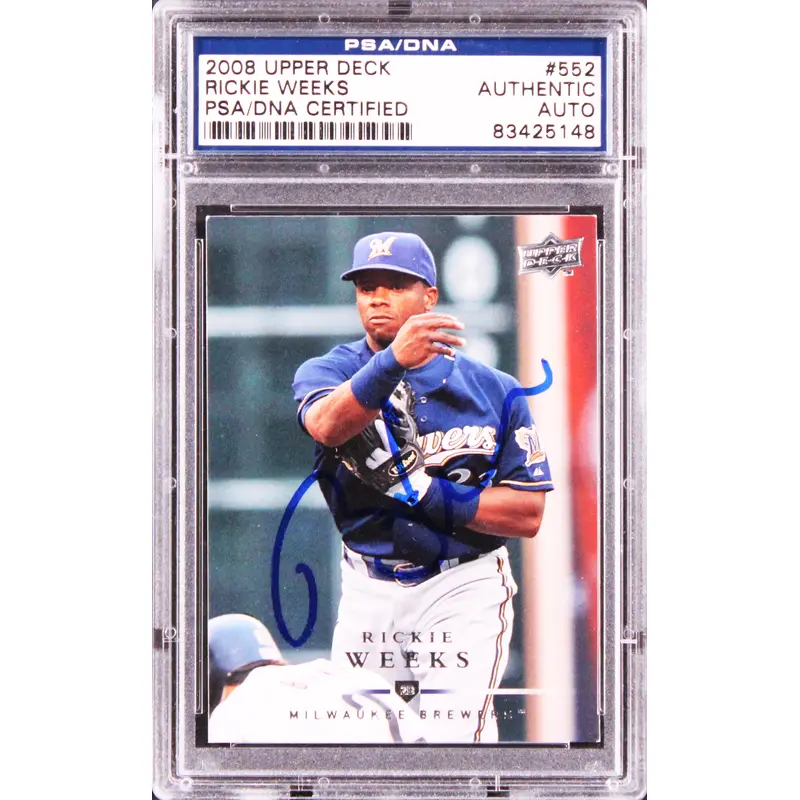 Brewers Rickie Weeks Authentic Signed 2008 Upper Deck #552 Card PSA/DNA Slabbed