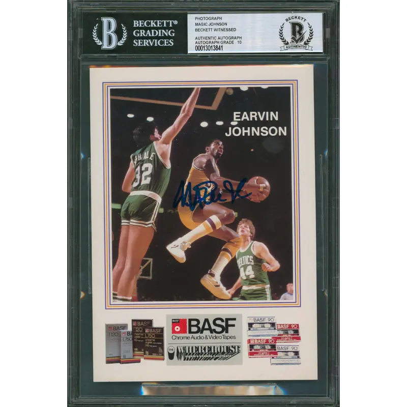 Lakers Magic Johnson Authentic Signed Promo 5x7 Photo Auto Graded 10 BAS Slabbed