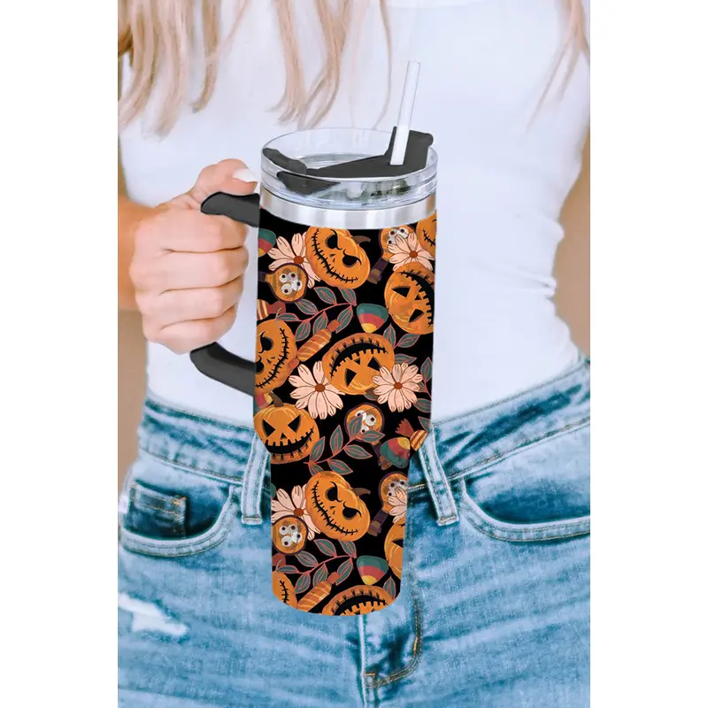 Multicolour Halloween Pumpkin Print 304 Stainless Vacuum Cup 40oz