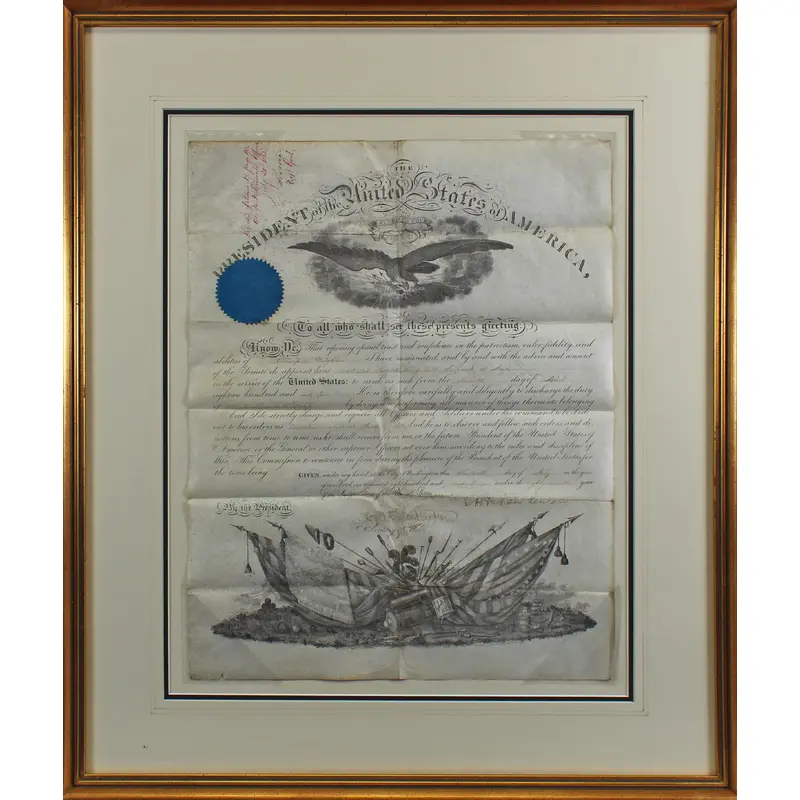 Abraham Lincoln Signed & Framed 13.5x17 1861  Military Appointment BAS #AB14031