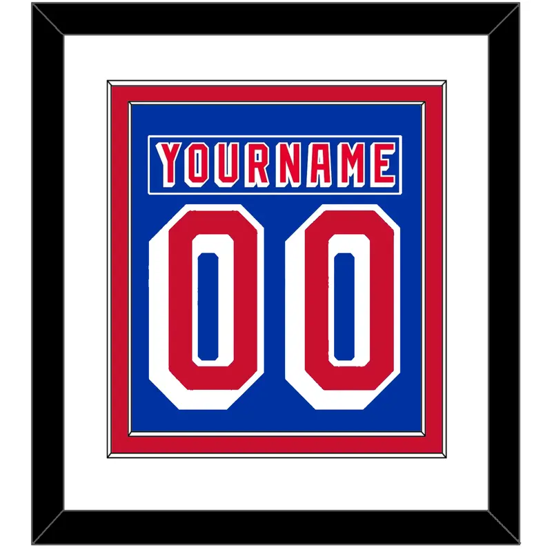 New York Nameplate & Number (Back) Combined - Road Blue (1978-1990) - Double Mat 1