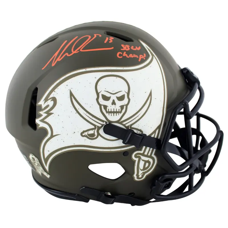 Bucs Mike Evans "SB LV Champs" Signed STS F/S Speed Proline Helmet BAS Witnessed