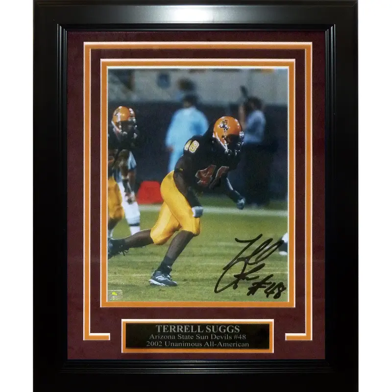 Terrell Suggs Autographed Arizona State Sun Devils Deluxe Framed 8x10 Photo
