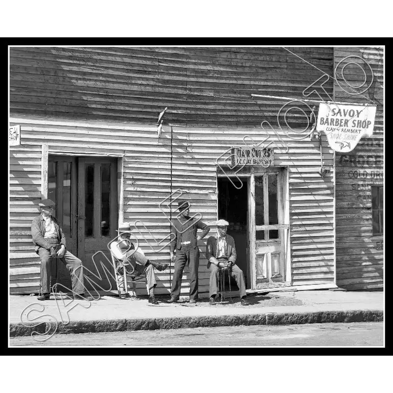 1936 Barber Shop Row 8X10 Photo - Vicksburg Mississippi - 2305