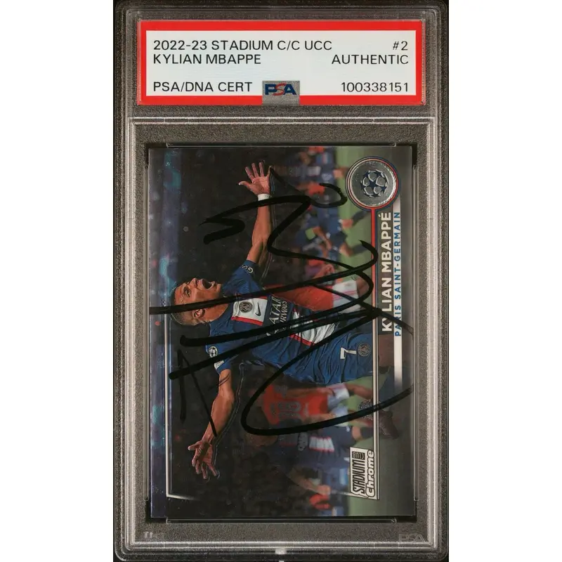 2022-23 Stadium C/C UCC #2 Kylian Mbappe Signed Card PSA Real Madrid