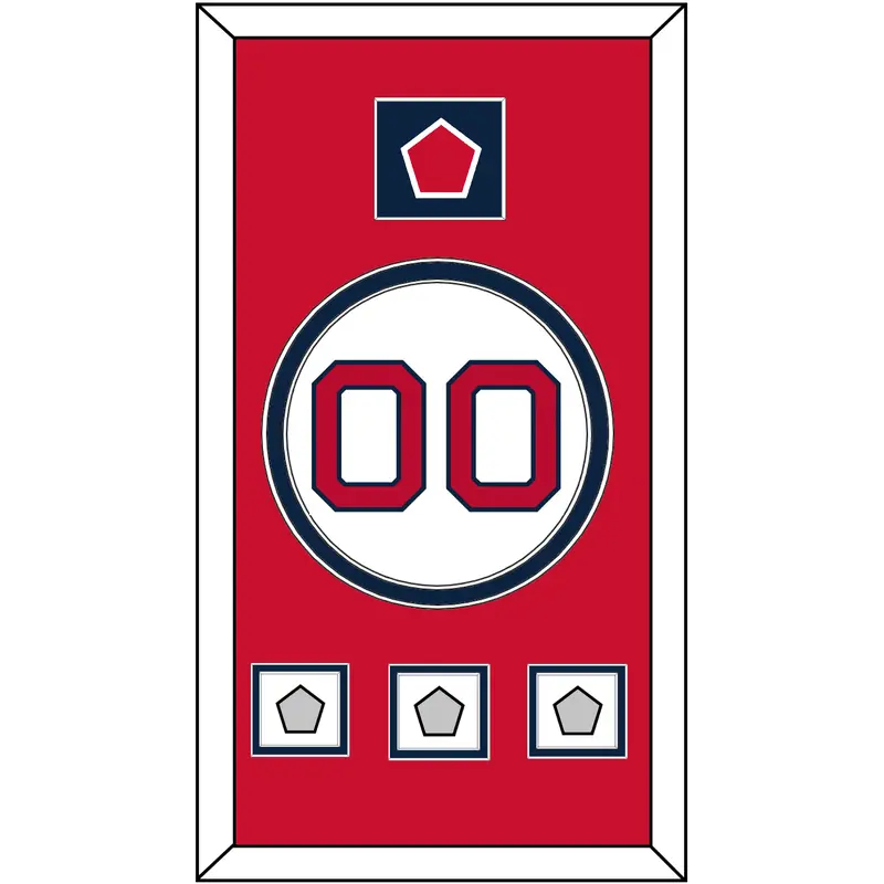 Boston Number, B Logo Hat Patch & 3 World Series Jersey Patches - Home White - Double Mat 2